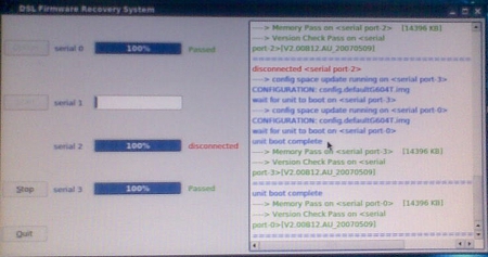 DSL Firmware Recovery System user interface