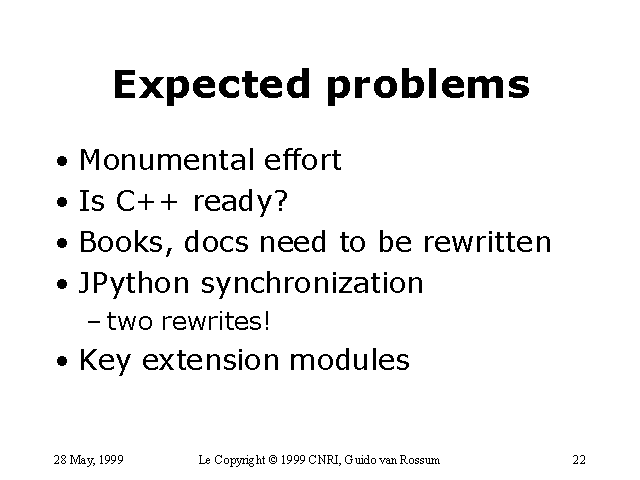 Expected problems