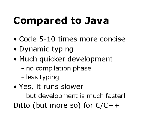 compare java to r