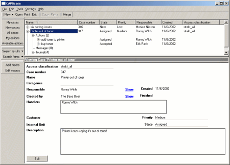 CAPScase, a CAPS-based case handling application